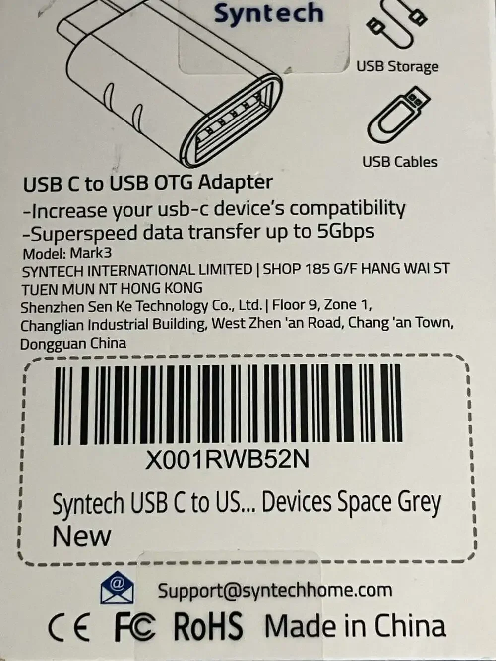 Syntech USB C to USB Adapter Pack of 2 Space Grey